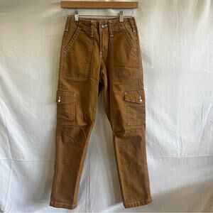 Dickies Boys Canvas Cargo Pants Size 24R Brown Durable Workwear Utility Outdoor